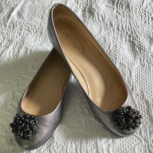 Calvin Klein Silver Ballet Flats